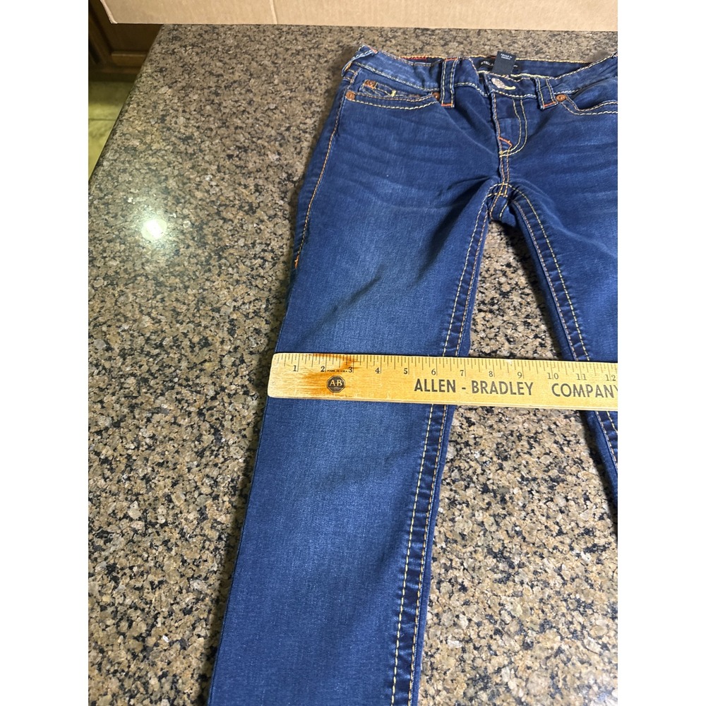 True Religion Stella Low Rise Skinny Jeans Dark Wash Contrast Stitch Size 30 - Picture 3 of 8